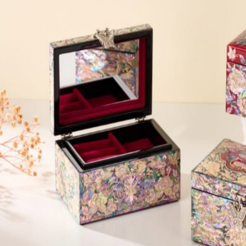 Mother-of-Pearl Compact Mini Jewelry Box