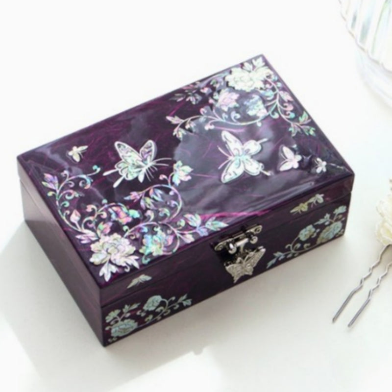 Mother-of-Pearl Hanji Peony & Butterfly Jewelry Box 16cm