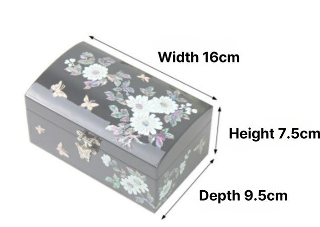 Mother-of-Pearl Inlaid Lacquerware Compact Jewelry Box 16cm