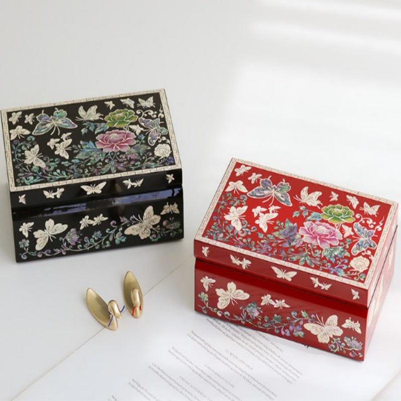 Mother-of-Pearl Inlaid Lacquerware Jewelry Box 15cm