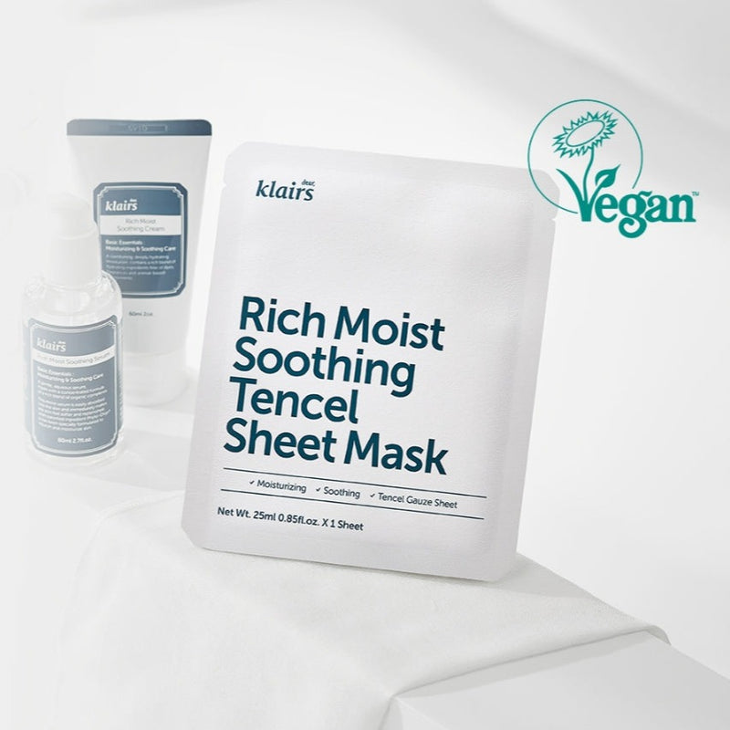 Klairs Rich Moist Soothing Tencel Sheet Pack 10ea Set Korean skincare Kbeauty Cosmetics