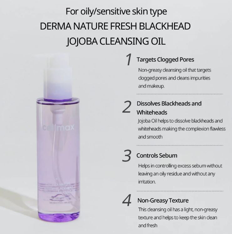 CELIMAX Derma Nature Fresh Blackhead Jojoba Cleansing Oil 150ml.