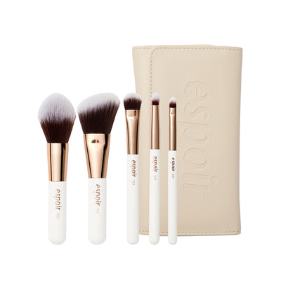 Espoir, ESPOIR Mini Brush Kit 5items, Powder brush, Face contour brush, Base shadow brush, Point blending shadow brush, Lip brush