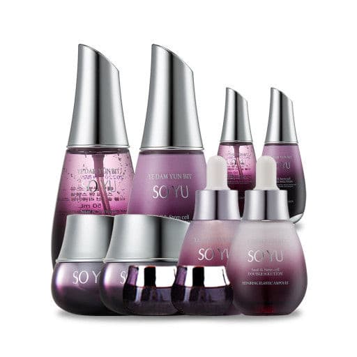 YE DAM YUN BIT So Yu Snail & Stem Cell Double Solution Skin Care 6 pcs Set.