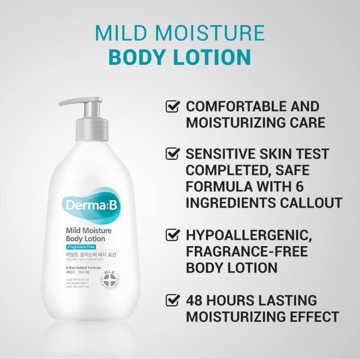 Derma B Mild Moisture Body Lotion 400ml.