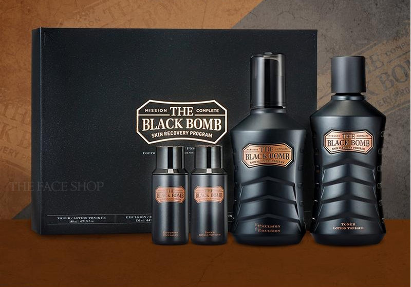 The Face Shop The Black Bomb Toner Emulsion 2 Set Korean skincare Kbeauty Cosmetics