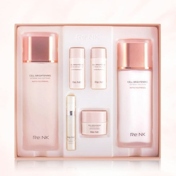 Re:NK Cell Brightening Extreme 2set is Double hyaluronic acid and pearl ingredient fill between skin with nutrition and moisture
