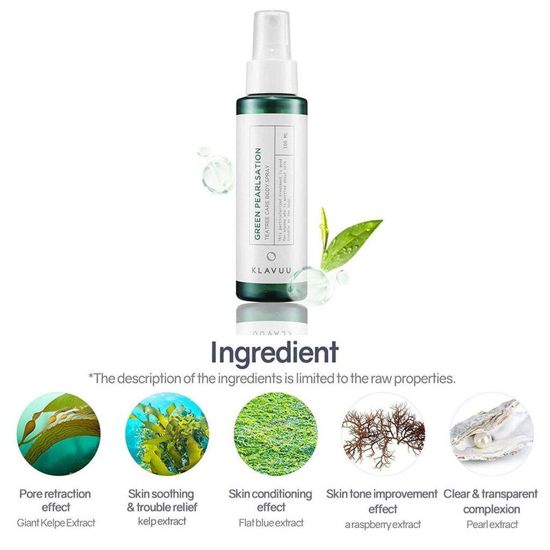 KLAVUU Green Pearlsation Teatree Care Body Spray 100ml.