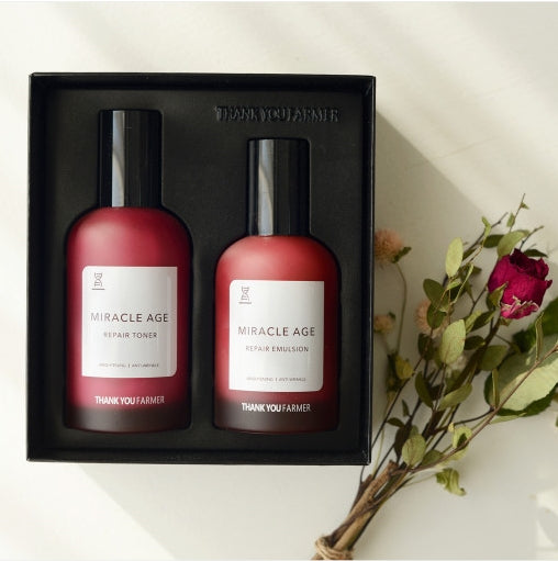 THANK YOU FARMER Miracle Age Set (Toner + Emulsion) 2 pcs Korean skincare Kbeauty Cosmetics
