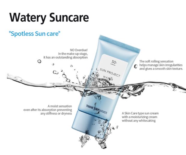 THANK YOU FARMER Sun Project Water Sun Cream 50ml SPF50+ PA+++ Korean skincare Kbeauty Cosmetics
