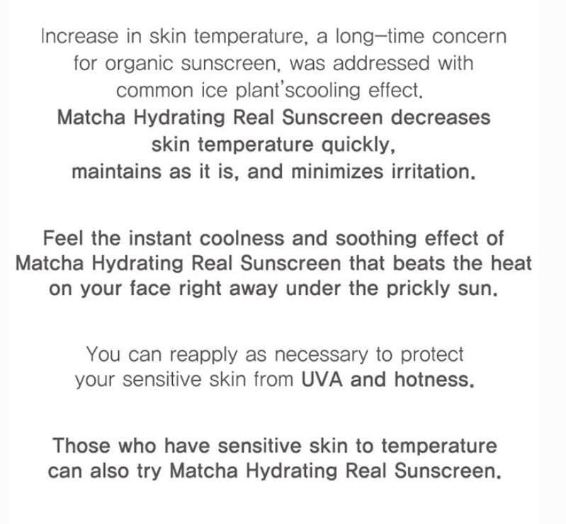 B LAB Matcha Hydrating Real Sun Screen SPF50+PA++++ 50ml.