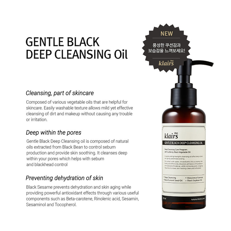 KLAIRS Gentle Black Deep Cleansing Oil 150ml.