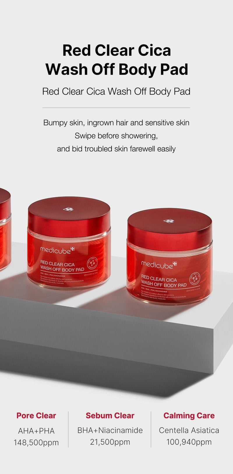 MEDICUBE Red Clear Cica Wash Off Body Pad 200ml 50ea.