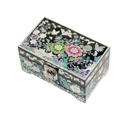 Mother-of-Pearl Inlaid Lacquerware Two-Layer Jewelry Box 15cm