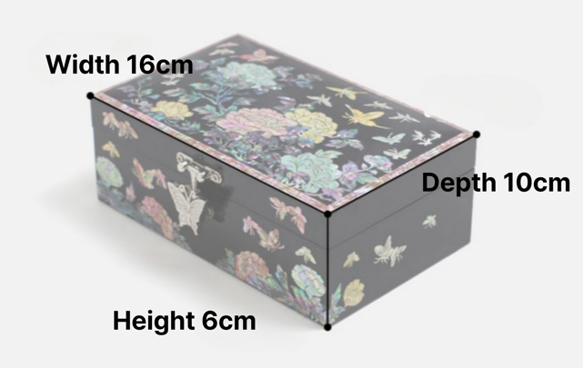 Mother-of-Pearl Peony & Butterfly Lacquer Jewelry Box 16cm