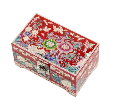 Mother-of-Pearl Inlaid Lacquerware Two-Layer Jewelry Box 15cm
