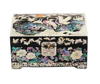 Mother-of-Pearl Inlaid Lacquerware Two-Layer Jewelry Box 15cm
