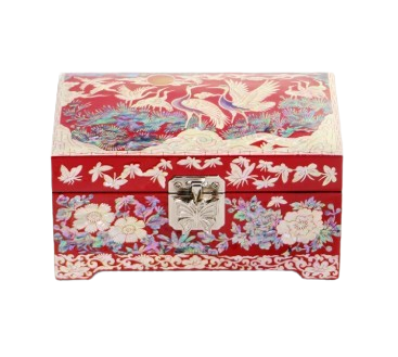 Mother-of-Pearl Inlaid Lacquerware Two-Layer Jewelry Box 15cm