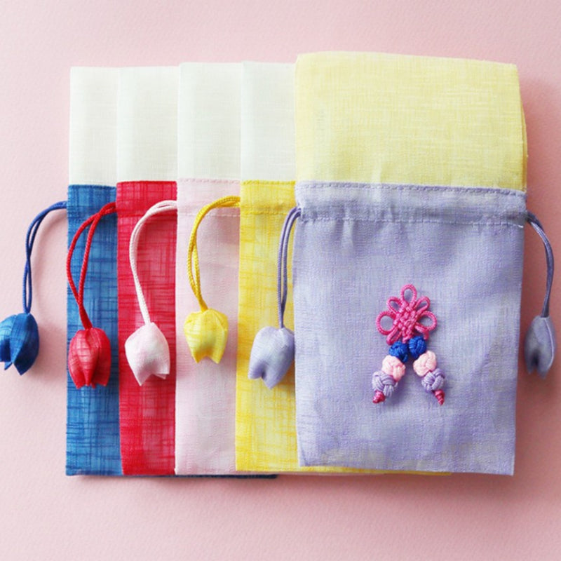 Mini Ramie Tulip Knot Lucky Pouch  - Random Color