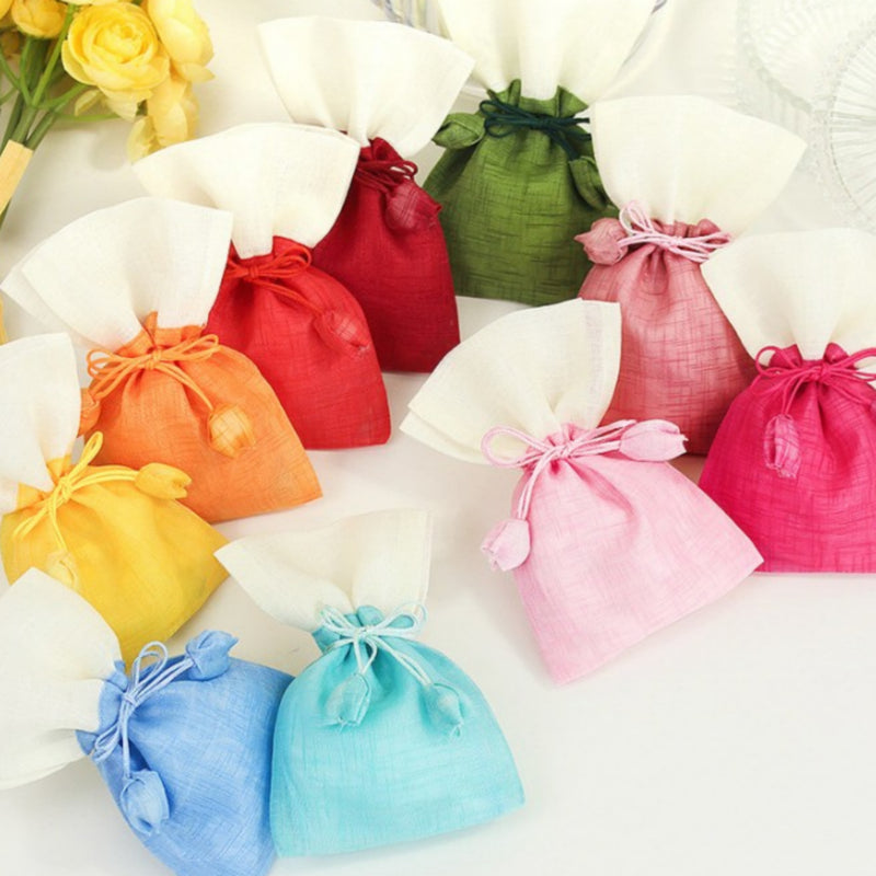 Mini Ramie Tulip Tassel Lucky Pouch  - Random Color