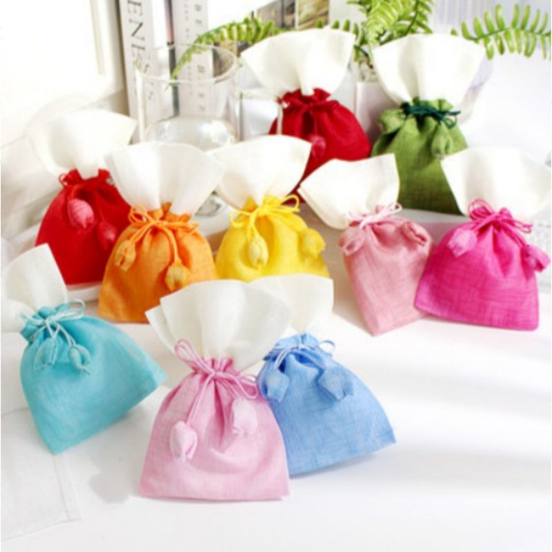 Mini Ramie Tulip Tassel Lucky Pouch  - Random Color