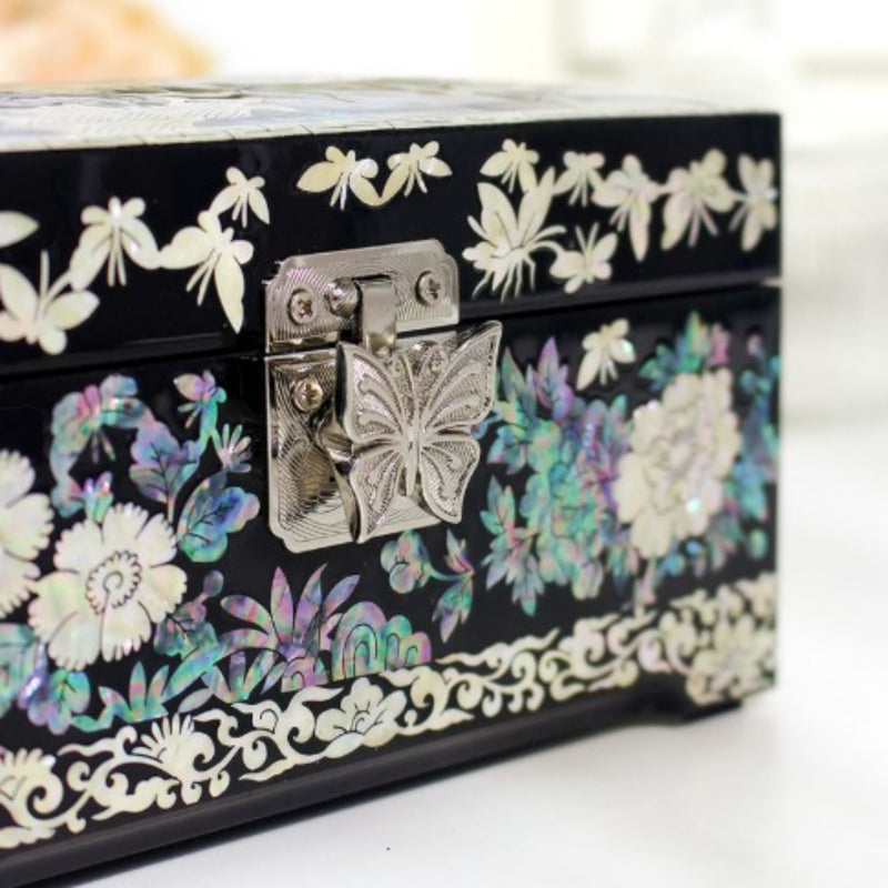 Mother-of-Pearl Inlaid Lacquerware Two-Layer Jewelry Box 15cm