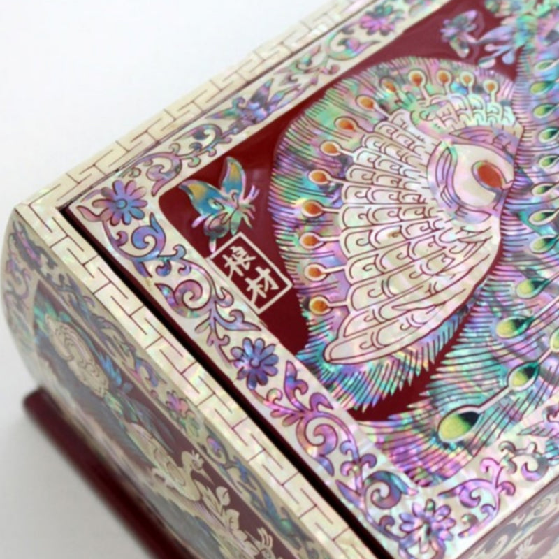 Mother-of-Pearl Peacock Blossom Multipurpose Lacquerware Box