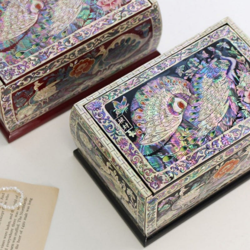 Mother-of-Pearl Peacock Blossom Multipurpose Lacquerware Box