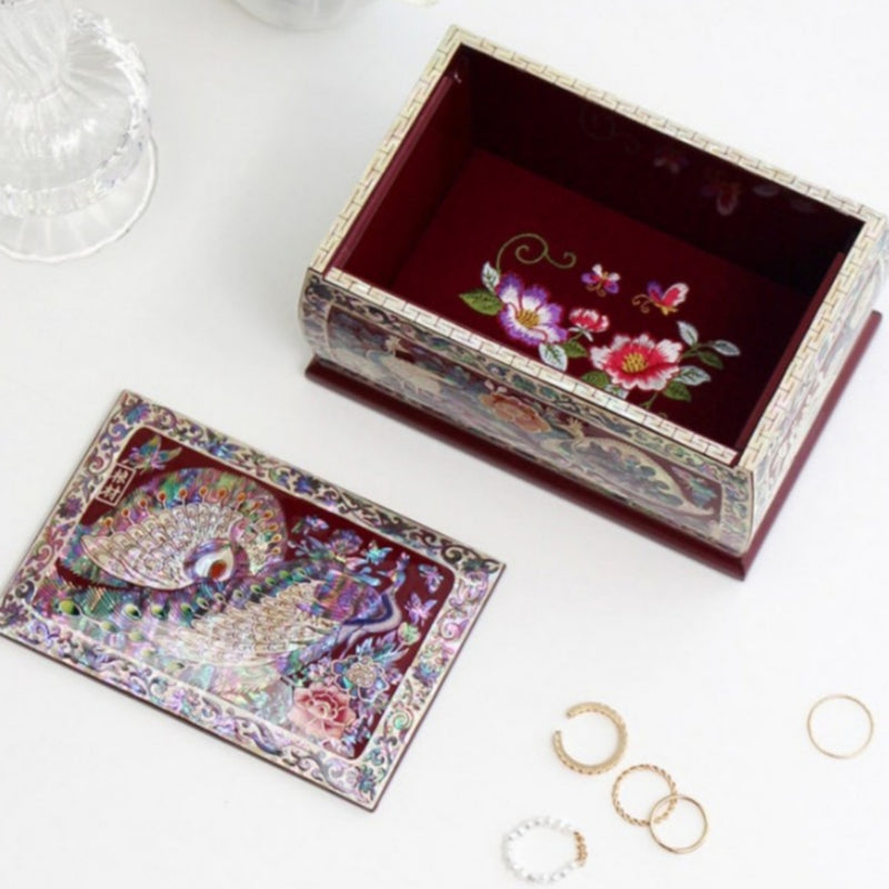 Mother-of-Pearl Peacock Blossom Multipurpose Lacquerware Box