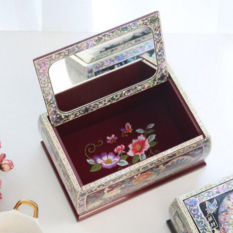 Mother-of-Pearl Peacock Blossom Multipurpose Lacquerware Box