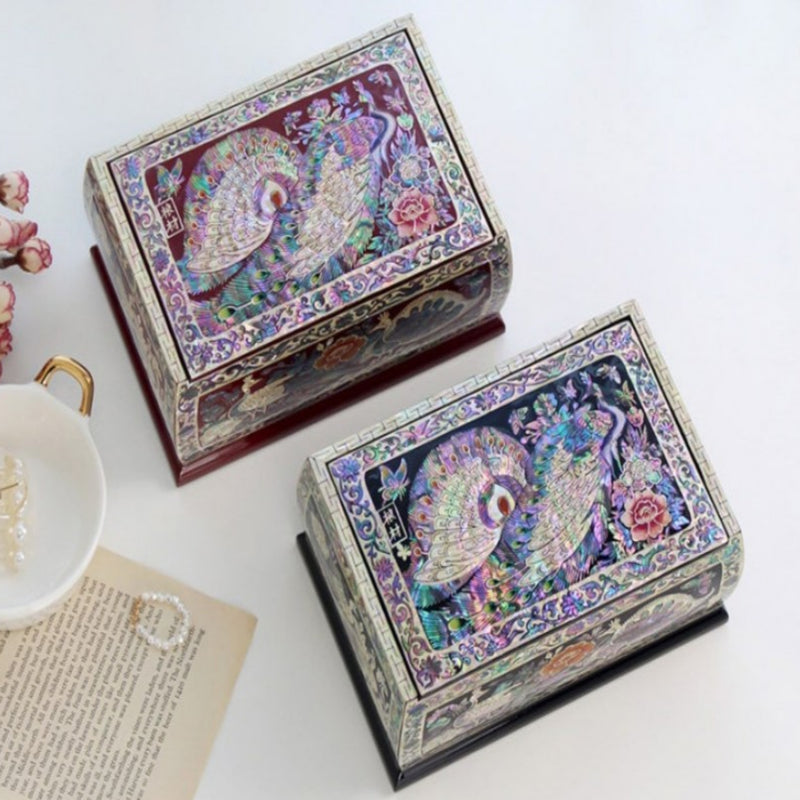 Mother-of-Pearl Peacock Blossom Multipurpose Lacquerware Box