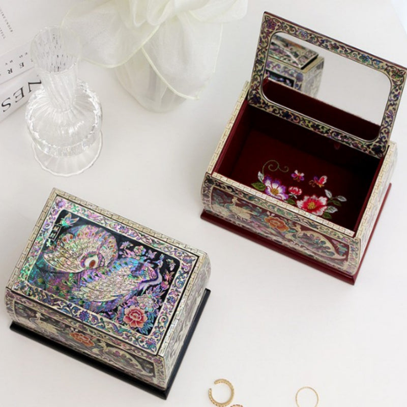 Mother-of-Pearl Peacock Blossom Multipurpose Lacquerware Box