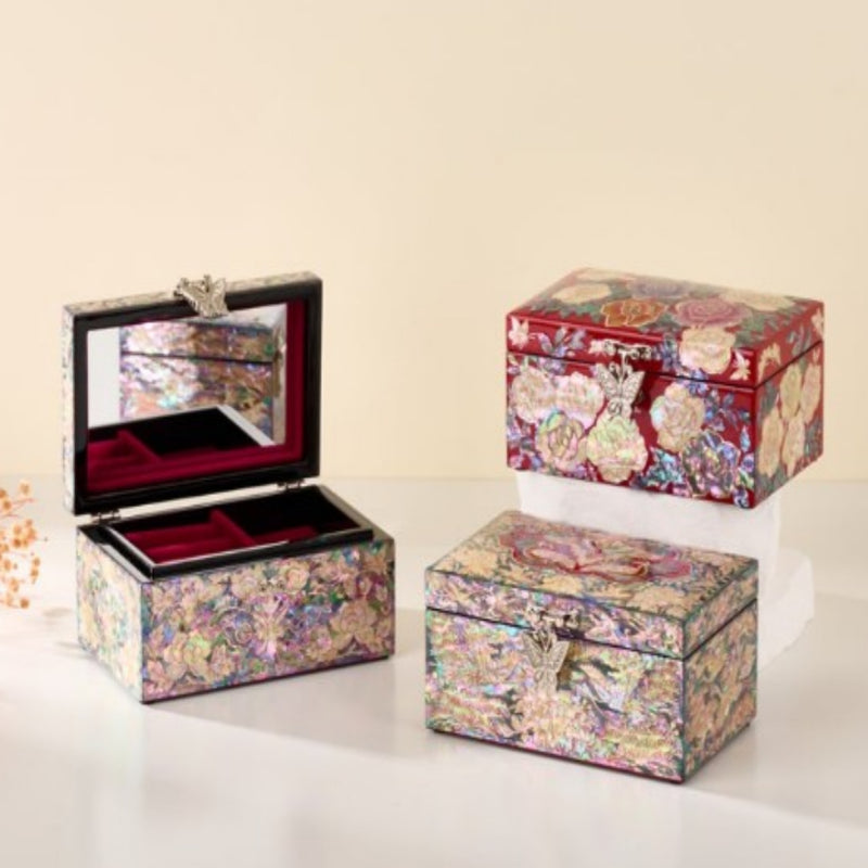 Mother-of-Pearl Compact Mini Jewelry Box