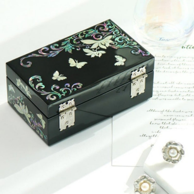 Mother-of-Pearl Floral Jewelry Box