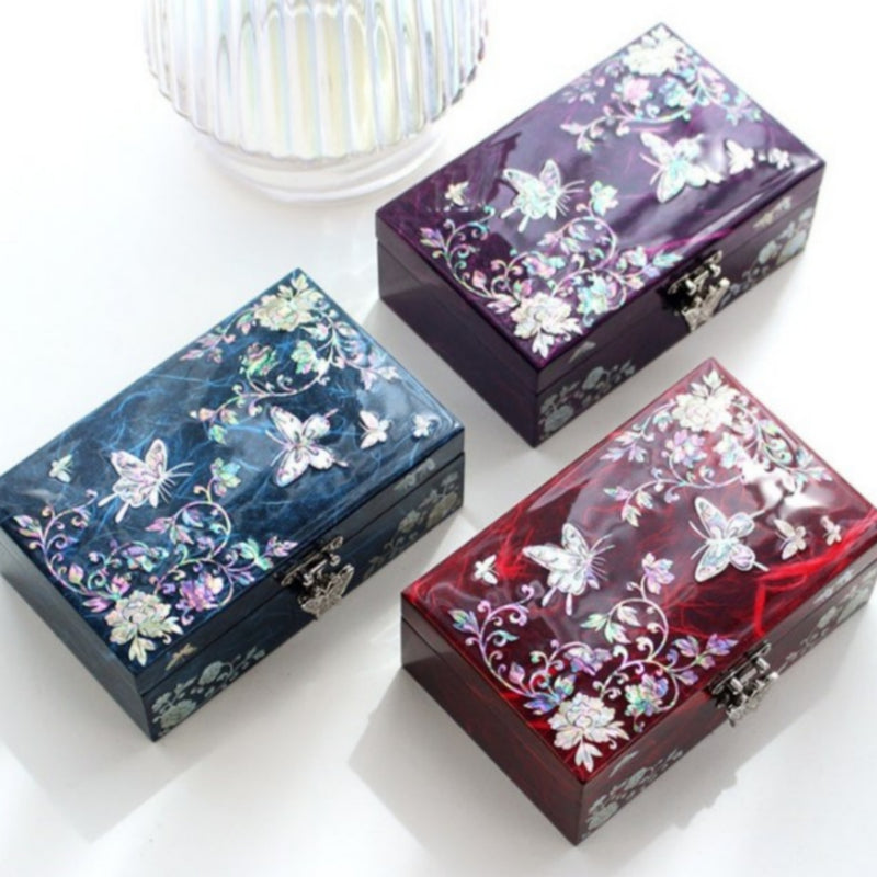 Mother-of-Pearl Hanji Peony & Butterfly Jewelry Box 16cm