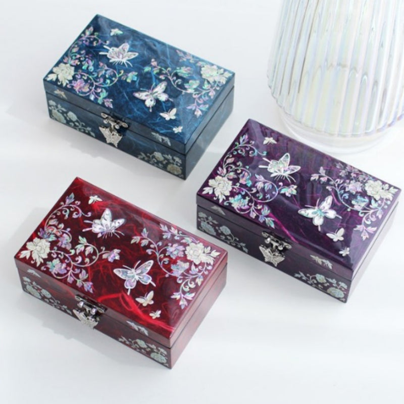 Mother-of-Pearl Hanji Peony & Butterfly Jewelry Box 16cm