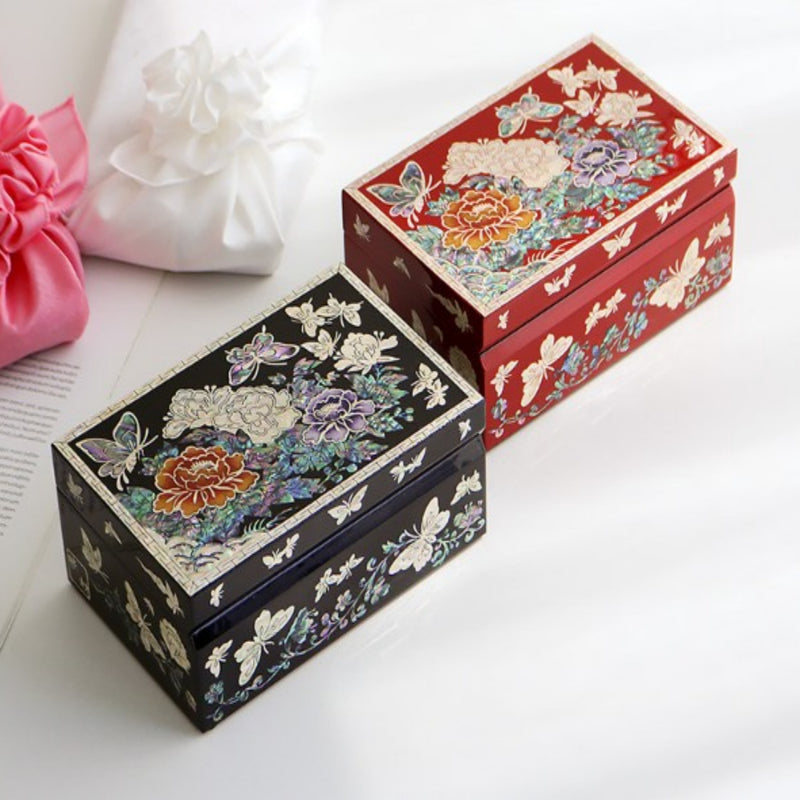 Mother-of-Pearl Inlaid Lacquerware Jewelry Box 15cm