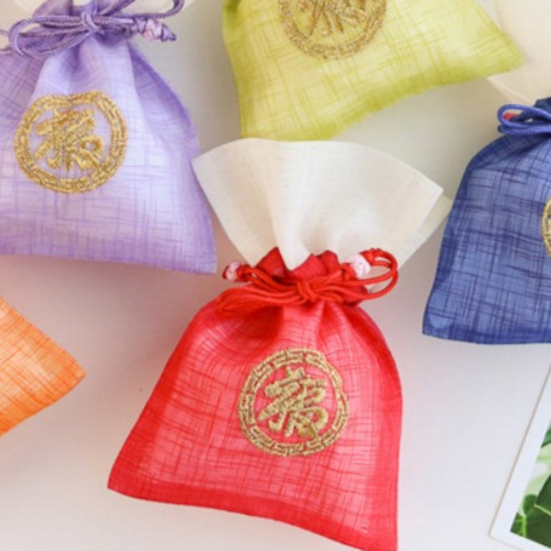 Small Korean Ramie Embroidered Lucky Bag - Random Color
