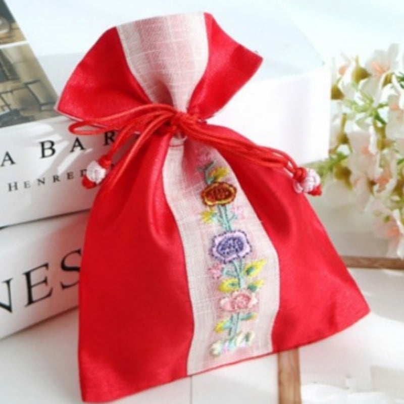 Small Silk Embroidered Band Pouch D - Random Color