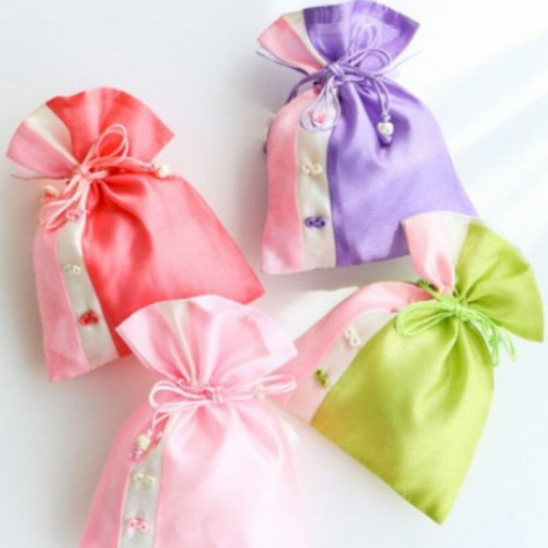 Two-Tone Silk Traditional Knot Pouch Y - Random Color