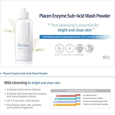Rene Cell Placen Enzyme Sub-Acid Wash Powder 80g.