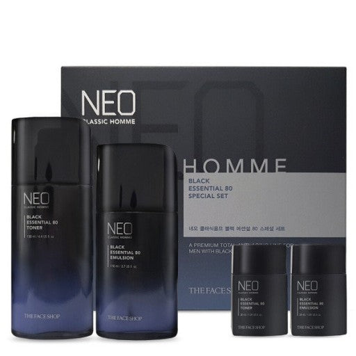 The Face Shop Neo Classic Homme Black Essential 80 Special Set For Men Skin Care.