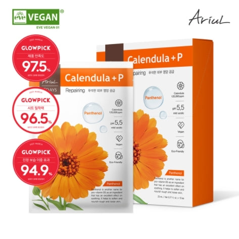 ARIUL, ARIUL 7 Days Mask Sheet Calendula 10ea, Those who want to repair and deeply nourish their damaged and rough skin, Those who want an eco-friendly way to treat their skin, Pre-soaked in rich serum-in-essence for a deep hydration