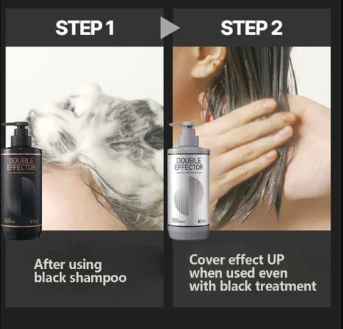 RYO Double Effector Hair Loss Care For Gray Hair Black Treatment 543ml.