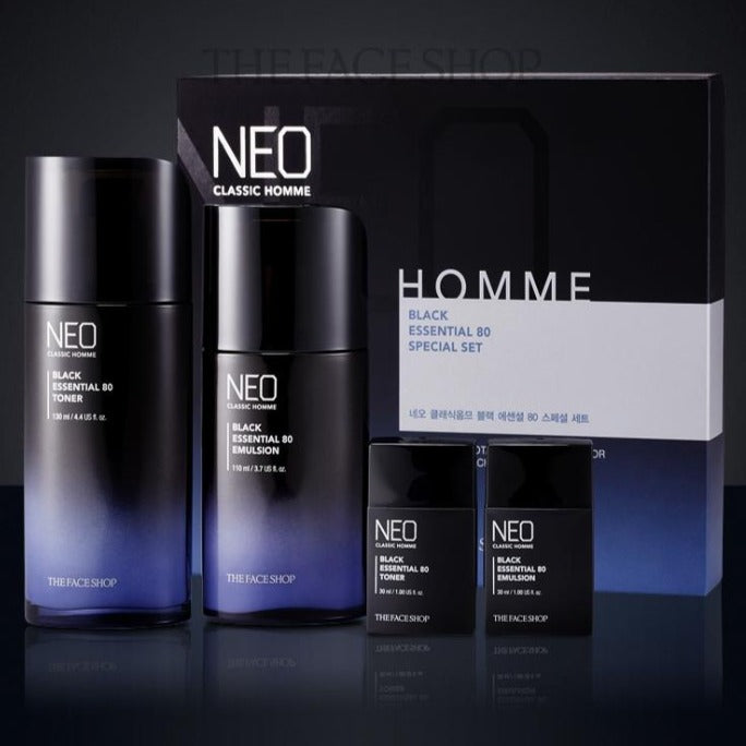 The Face Shop Neo Classic Homme Black Essential 80 Special Set For Men Skin Care Korean skincare Kbeauty Cosmetics