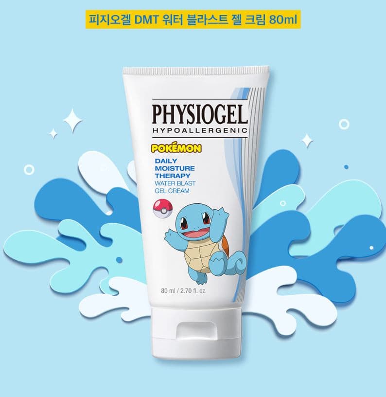 PHYSIOGEL DMT Daily Moisture Therapy Water Blast Gel Cream 80ml [Pokemon Squirtle Edition].
