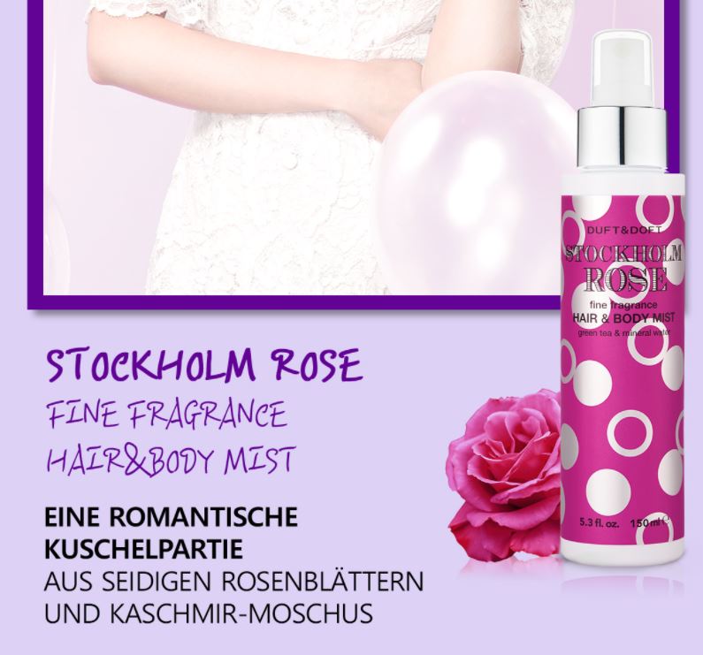 DUFT&DOFT Stockholm Rose Fine Fragrance Hair & Body Mist 150ml.