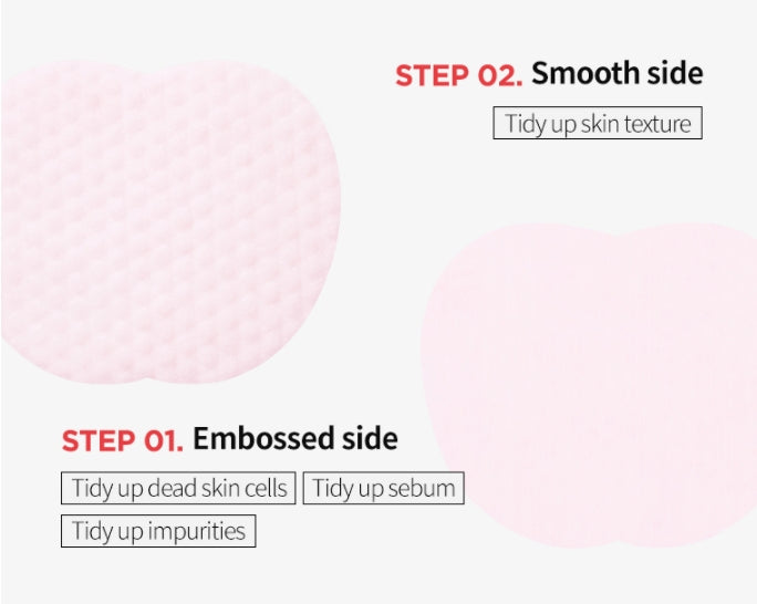 Embossed side is for tidy up dead skin cells, Embossed side is for tidy up sebum, And tidy up impurities, Smooth side is for tidy up skin texture