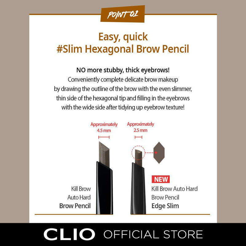 Easy and quick, Slim hexagonal brow pencil, No more stubby, Thick eyebrows, The wide side after tidying up eyebrow texture