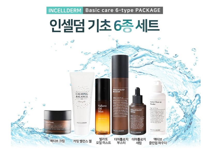 Incellderm 6 Set Cream Booster Serum Cleanser Mist Calming Gel Korean skincare Kbeauty Cosmetics
